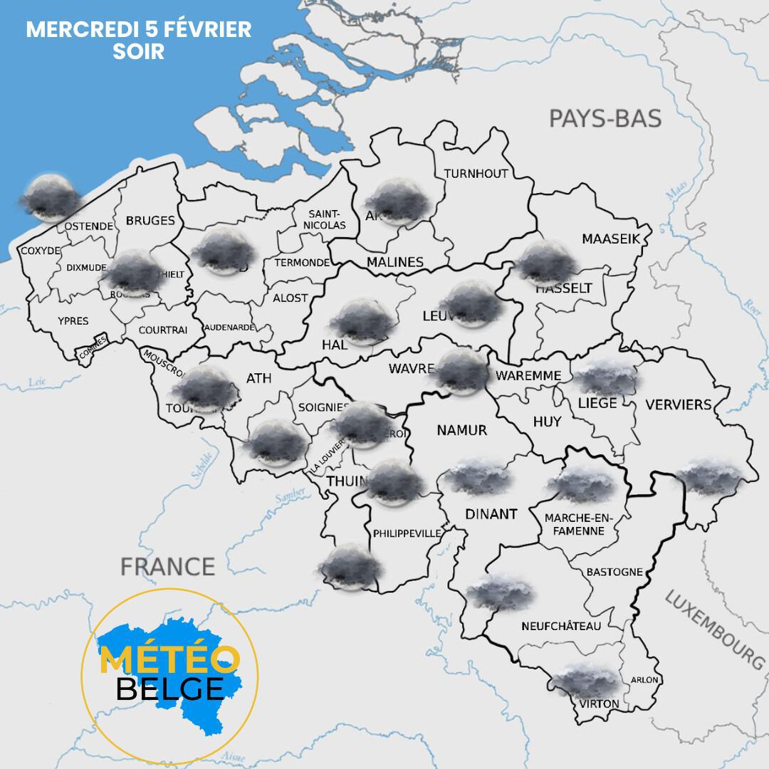 Prévisions nationale du Mercredi 5 Février 2025