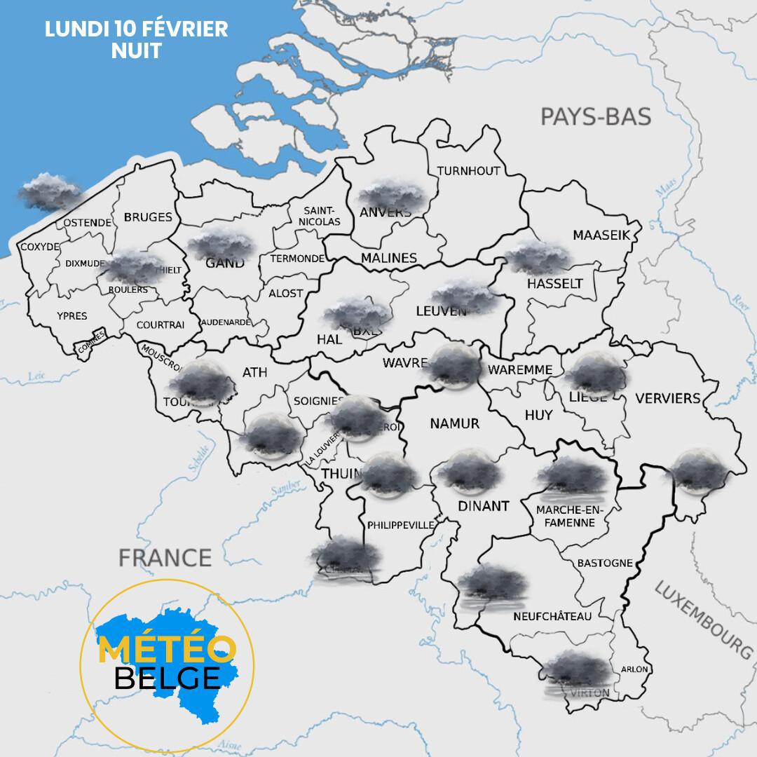 Prévisions nationale du Lundi 10 Février 2025