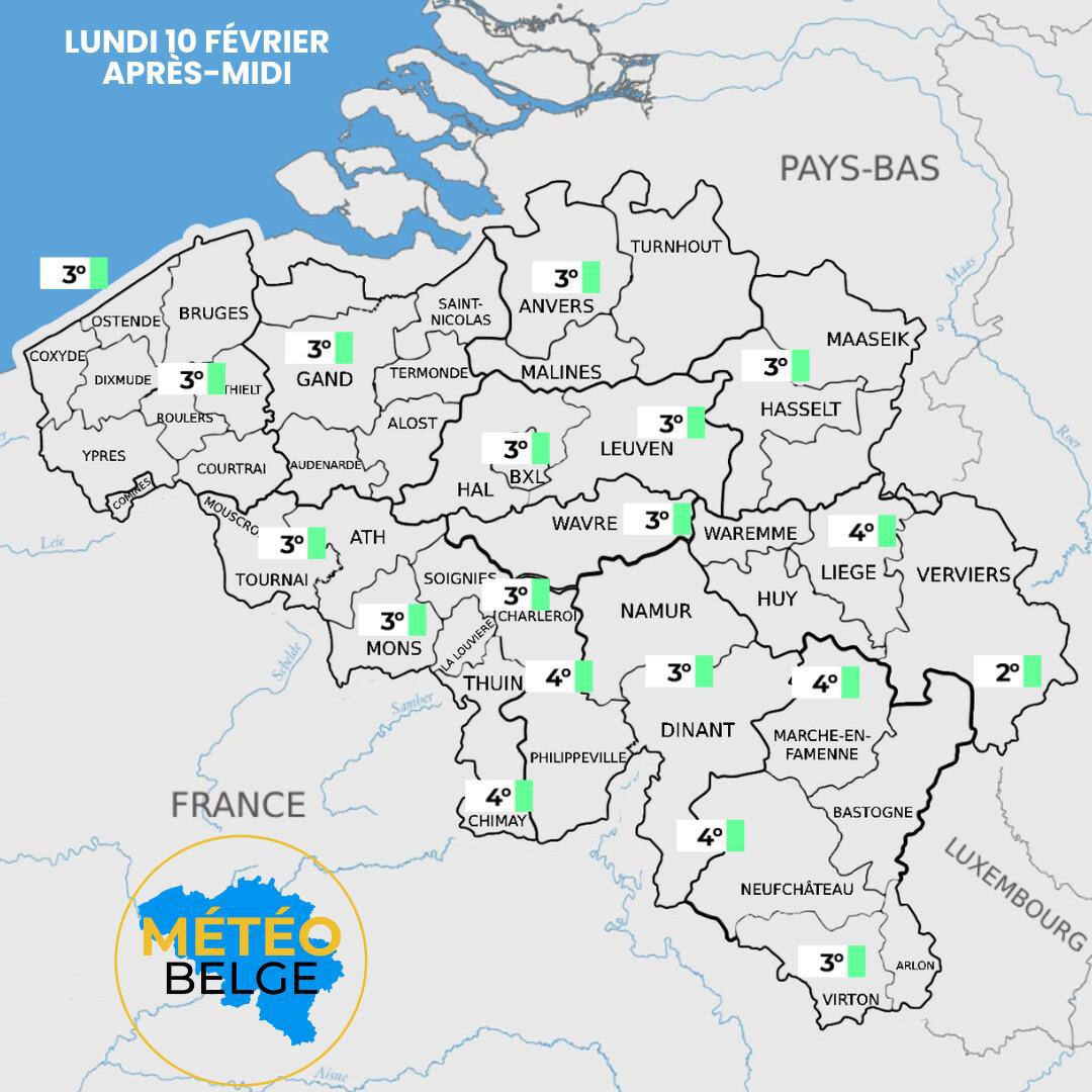 Prévisions nationale du Lundi 10 Février 2025