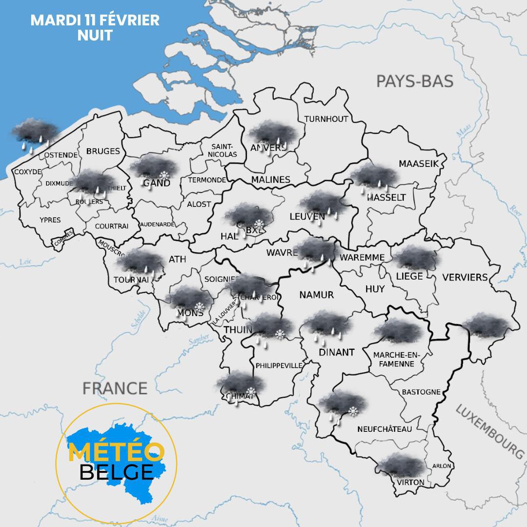 Prévisions nationale du Mardi 11 Février 2025