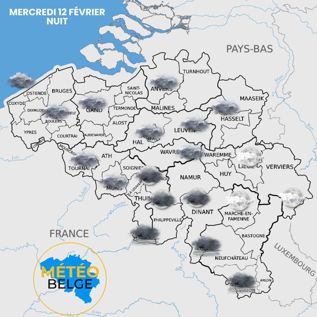 Prévisions nationale du Mercredi 12 Février 2025