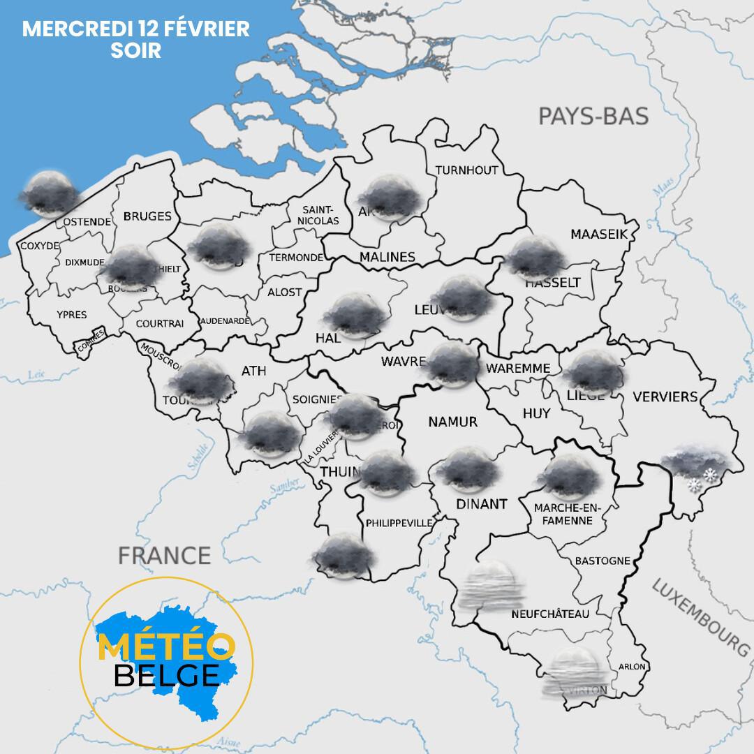 Prévisions nationale du Mercredi 12 Février 2025