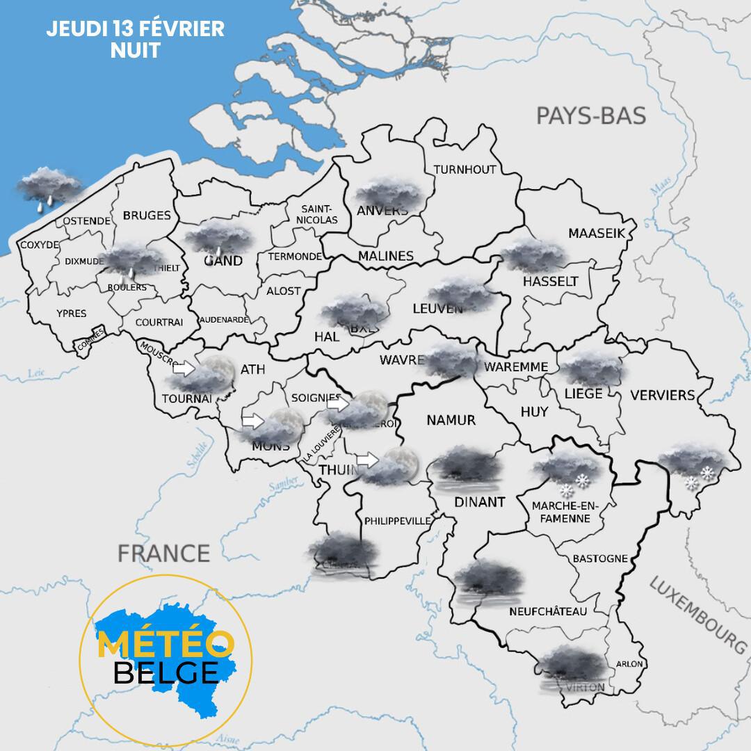 Prévisions nationale du Jeudi 13 Février 2025