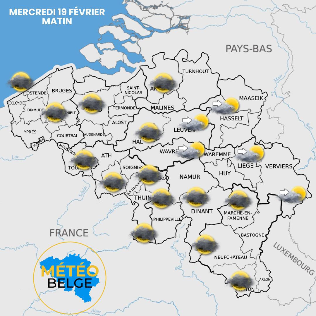 Prévisions nationale du Mercredi 19 Février 2025