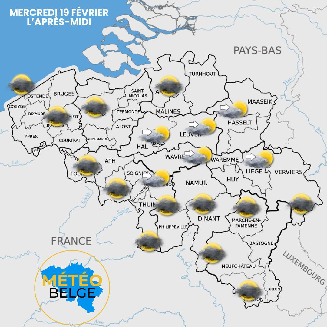 Prévisions nationale du Mercredi 19 Février 2025