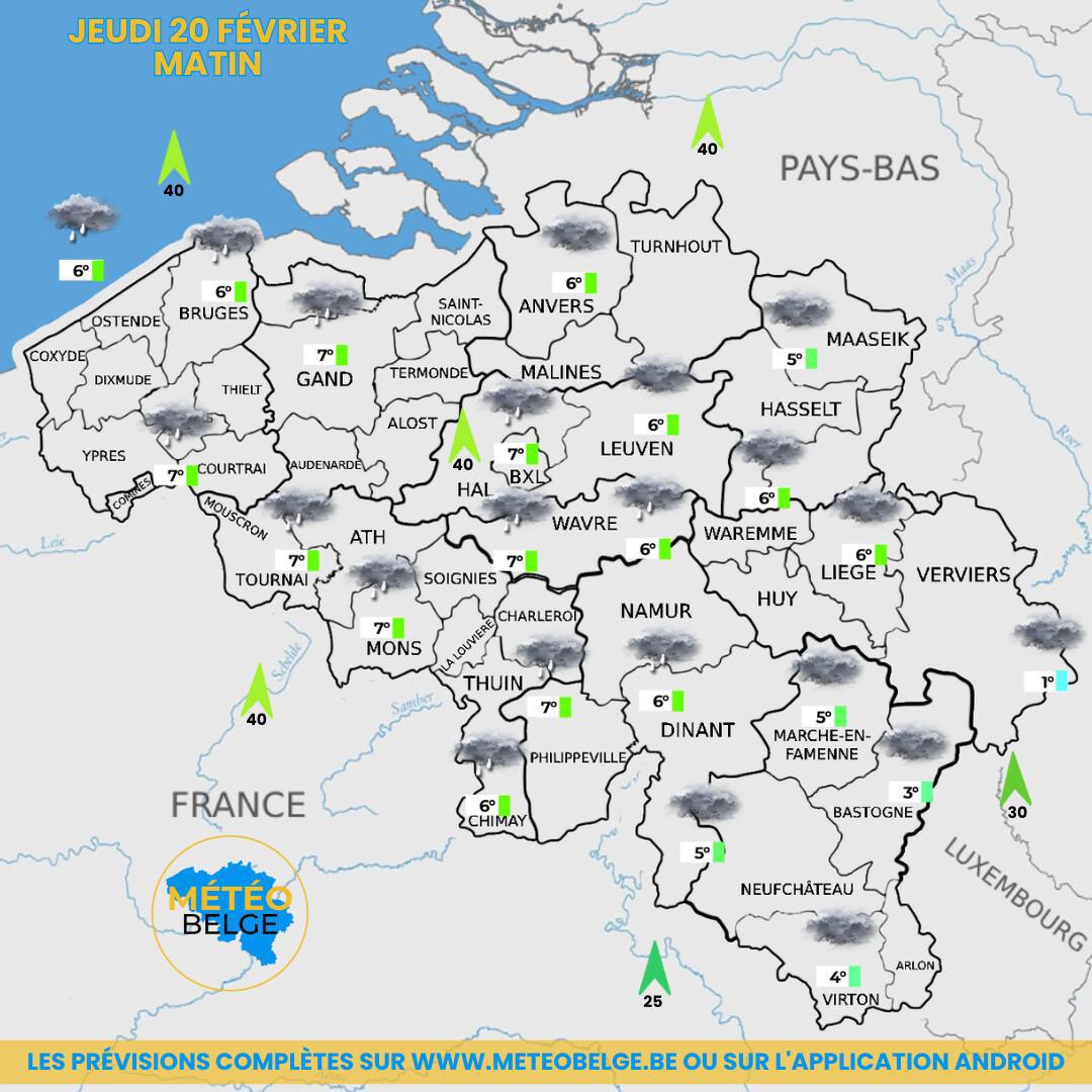 Prévisions nationale du Jeudi 20 Février 2025