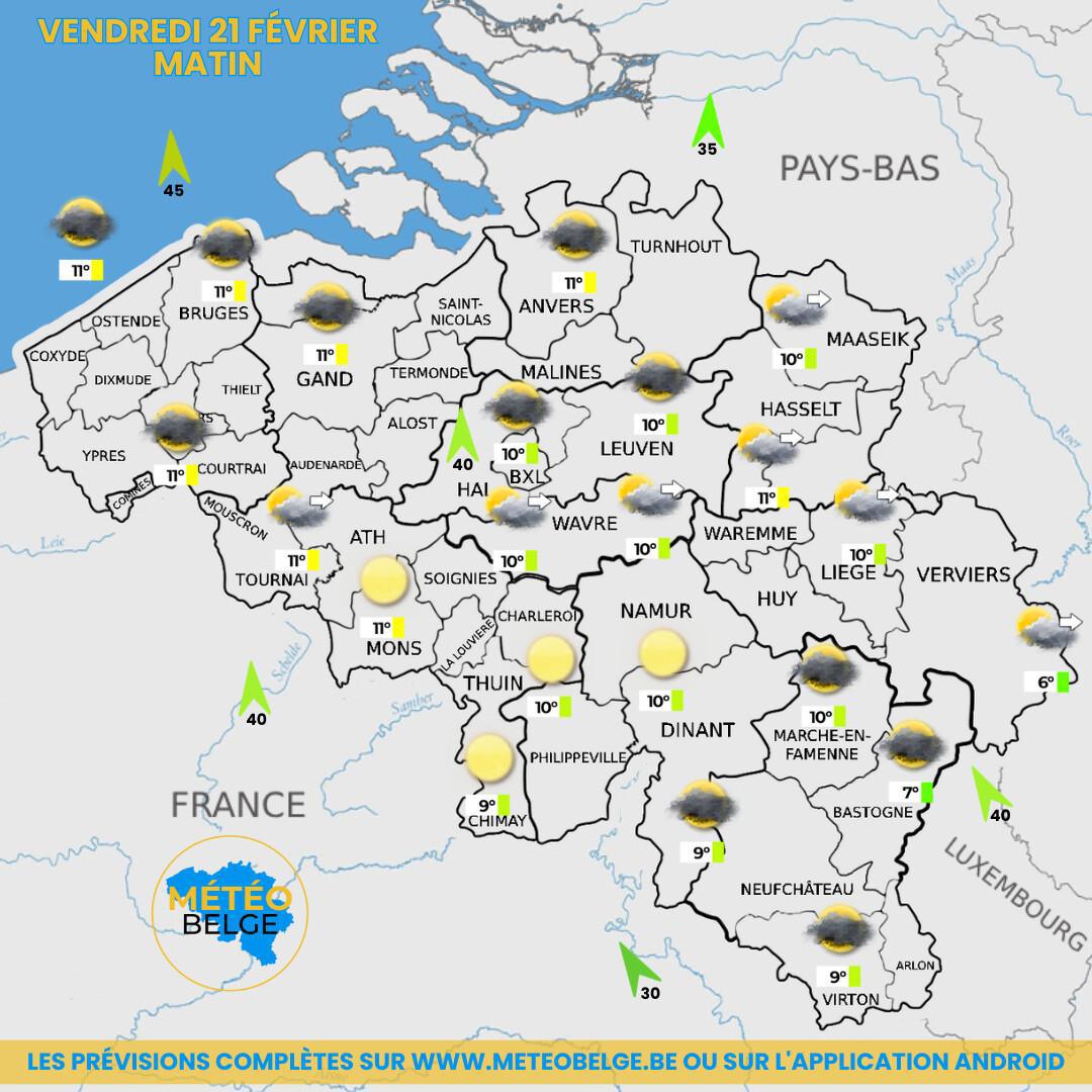 Prévisions nationale du Vendredi 21 Février 2025