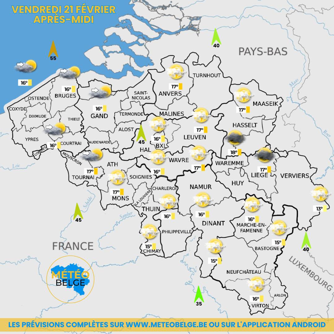 Prévisions nationale du Vendredi 21 Février 2025