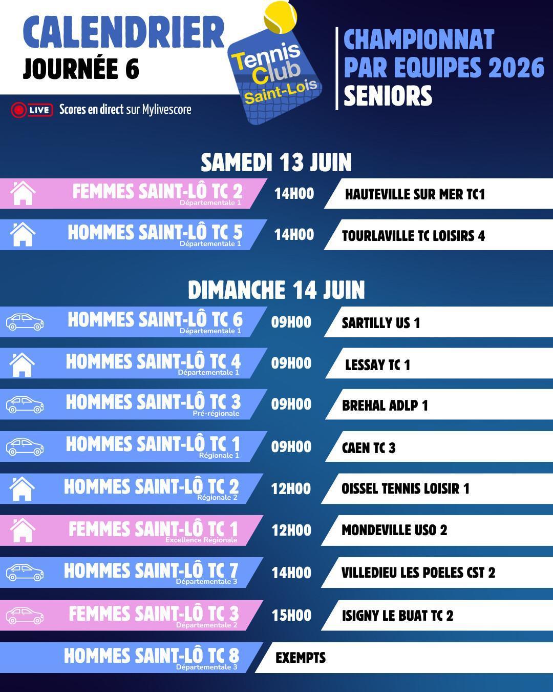 Championnat par équipes Seniors - Programme Journée 7