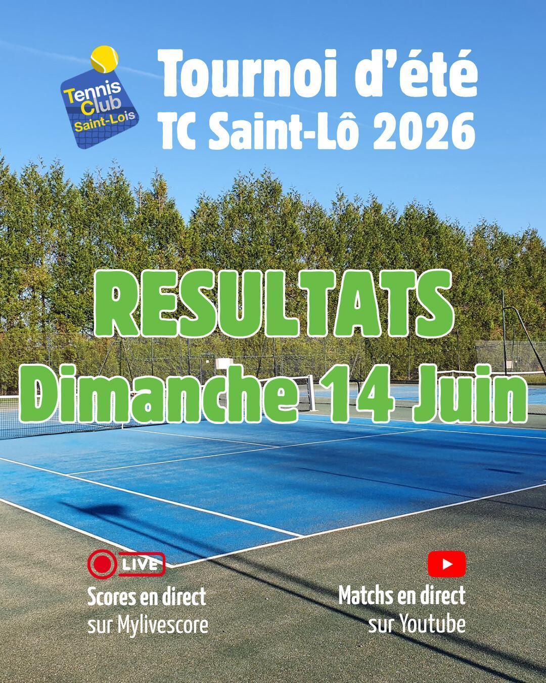 Tournoi été 2026 - Résultats Dimanche 14 Juin et Programme Lundi 15 Juin Tournoi été 2026 - Résultats Dimanche 14 Juin et Programme Lundi 15 Juin