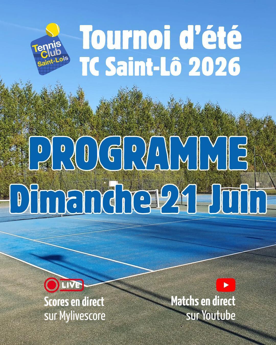 Tournoi été 2026 - Résultats Samedi 20 Juin et Programme Dimanche 21 Juin