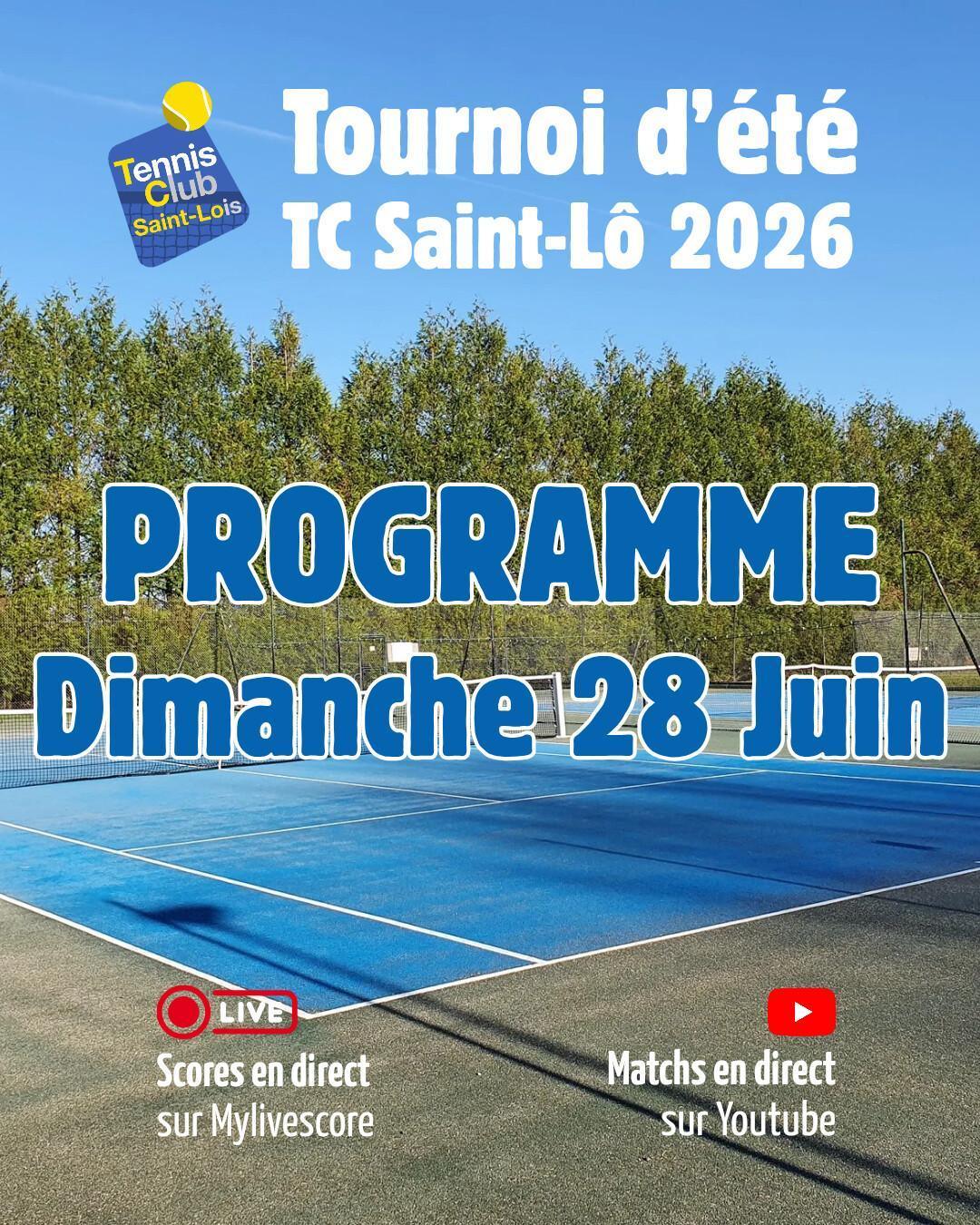 Tournoi été 2026 - Résultats Samedi 27 Juin et Programme Dimanche 28 Juin