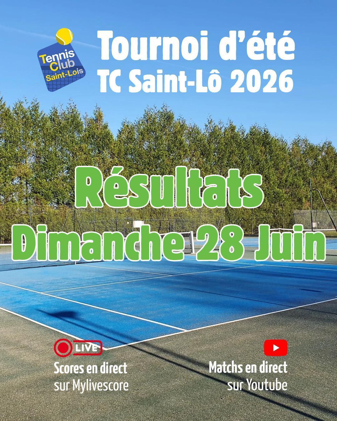 Tournoi été 2026 - Résultats Dimanche 28 Juin