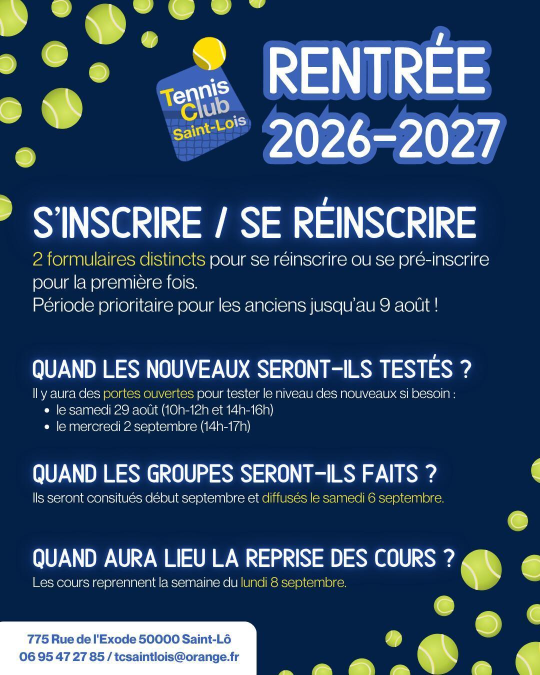 Inscriptions Rentrée 2026 - 2027 