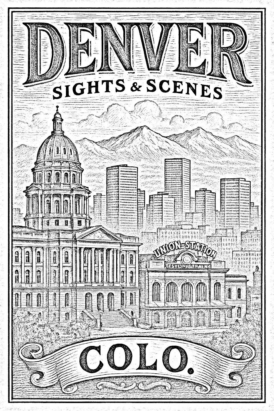 Capitol building pyrography pattern – grayscale