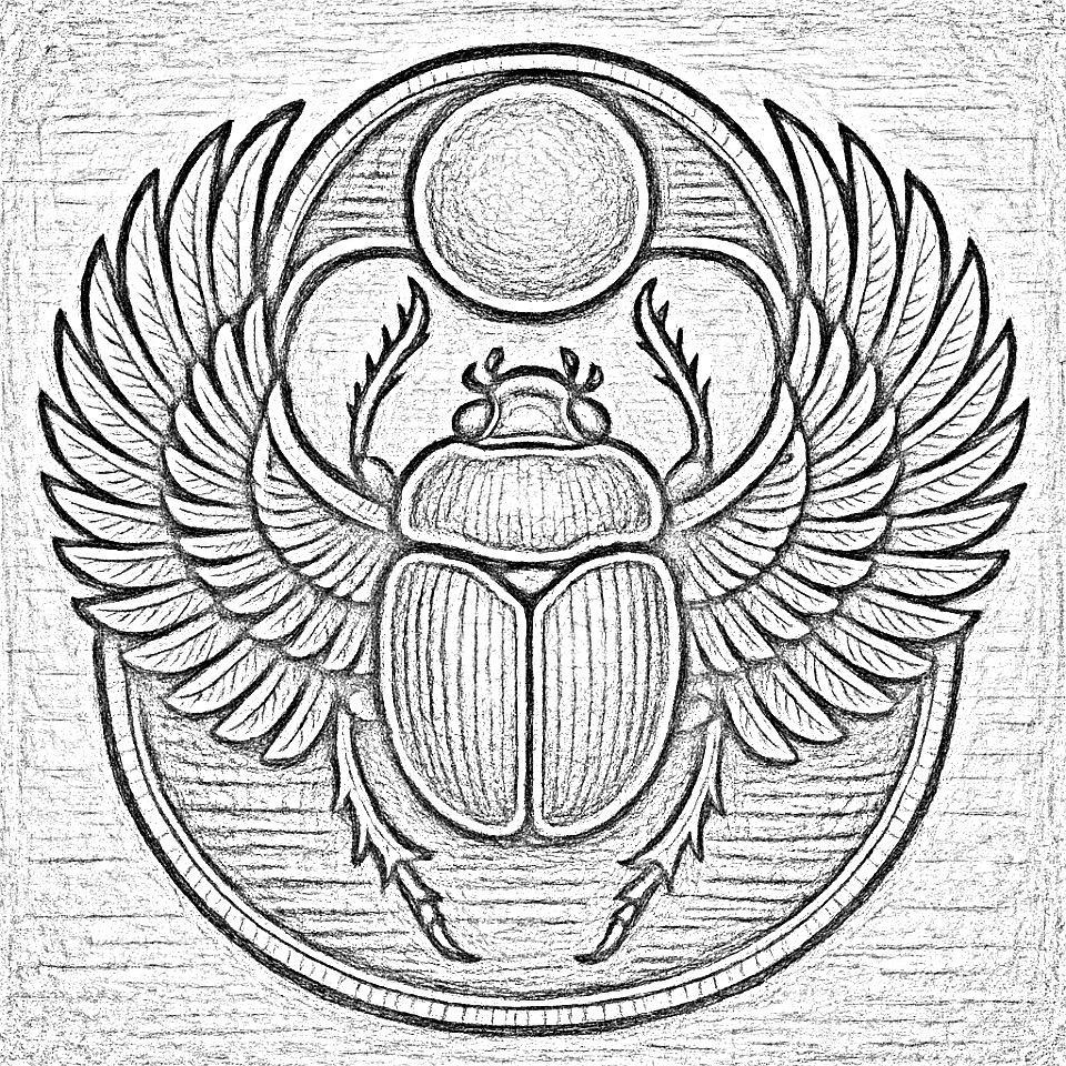 Winged scarab woodburn pattern
