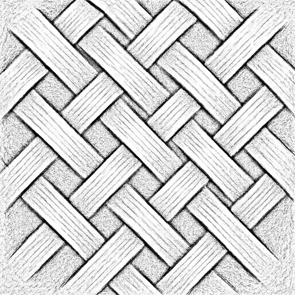 Herringbone tile woodburning pattern