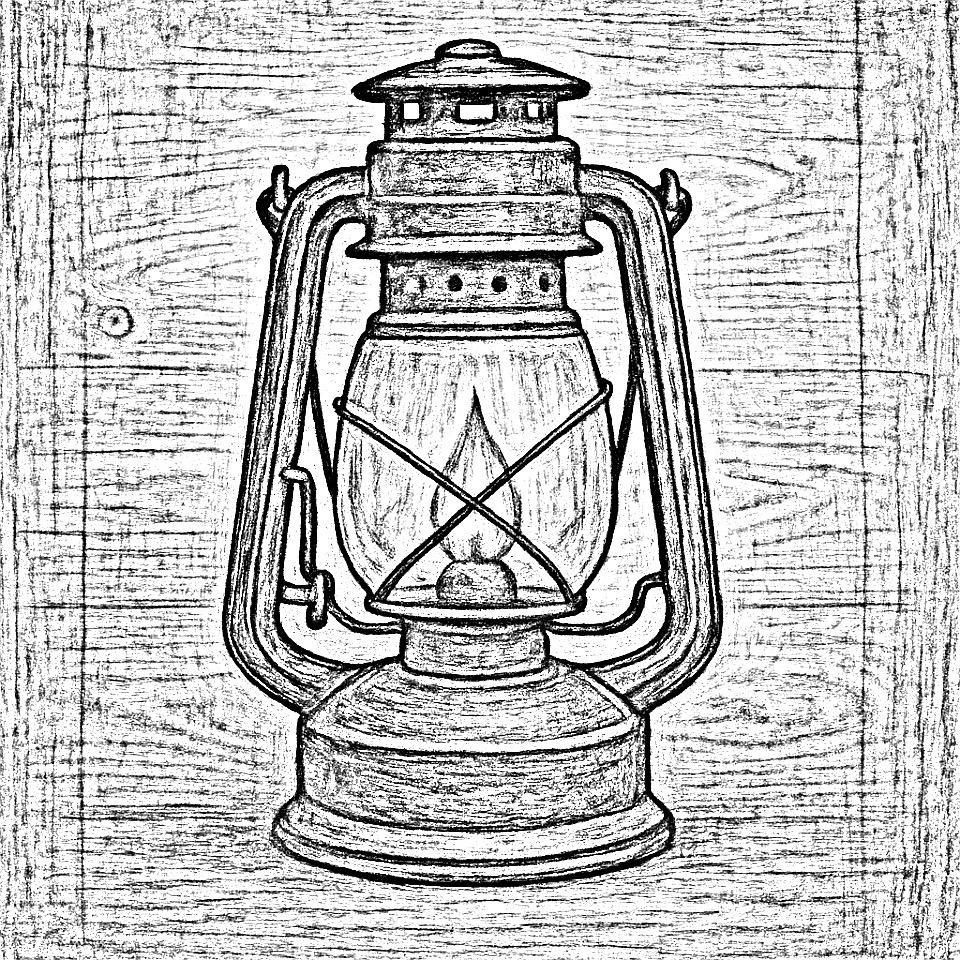 Lantern pyrography pattern – grayscale outline