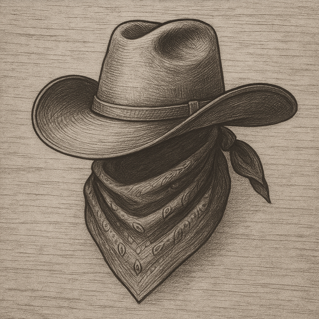 Cowboy hat pyrography pattern – sepia tone