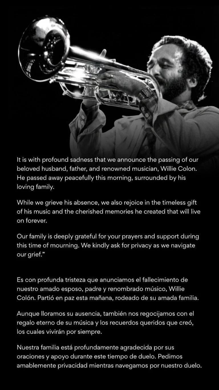 ¿De qué murió Willie Colón? La enfermedad que padecía la leyenda de la salsa