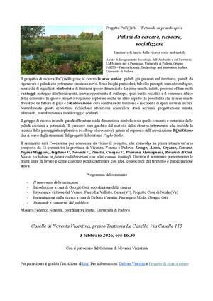 Progetto PaC(i)eRi - Wetlands as peacekeepers Paludi da cercare, ricreare, socializzare (inizio ore 16.30) Progetto PaC(i)eRi - Wetlands as peacekeepers Paludi da cercare, ricreare, socializzare (inizio ore 16.30)