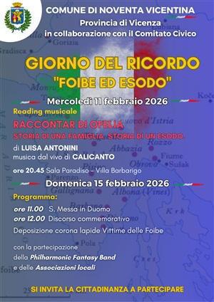  Giorno del Ricordo 2026 "Foibe ed Esodo" Momento commemorativo per il Giorno del Ricordo (dalle ore 11.00)