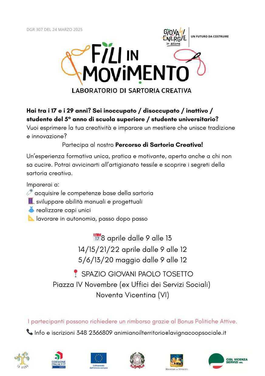 Fili in Movimento - Laboratorio di sartoria creativa (dalle ore 9.00 alle 12.00)