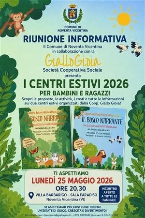 I Centri Estivi 2026 - Riunione Informativa (inizio ore 20.30)