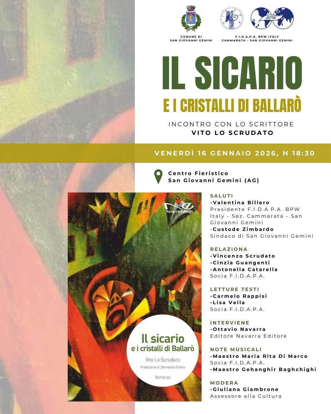 Presentazione del libro "Il sicario e i cristalli di Ballarò" di Vito Lo Scrudato (inizio ore 18:30)