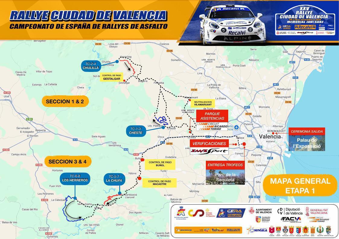 El Rallye Ciudad de Valencia cerrará la temporada 2025 con 8 tramos cronometrados El Rallye Ciudad de Valencia cerrará la temporada 2025 con 8 tramos cronometrados