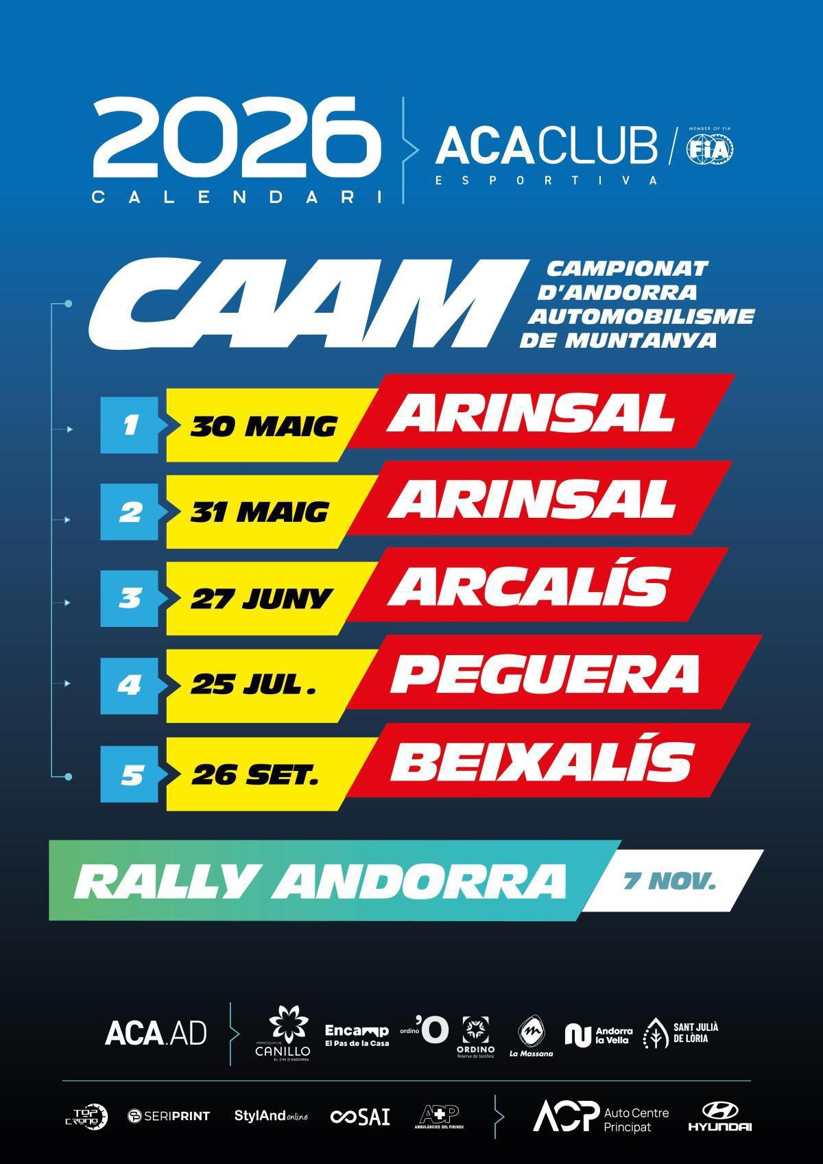 El ACA Club presenta el Calendario Deportivo 2026: CAAM y Rally Andorra