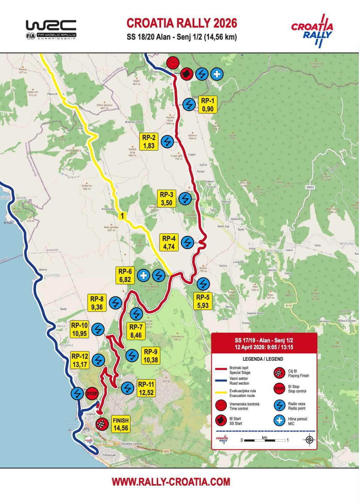 WRC Croatia Rally 2026 › horarios, mapas tramos y accesos GPS