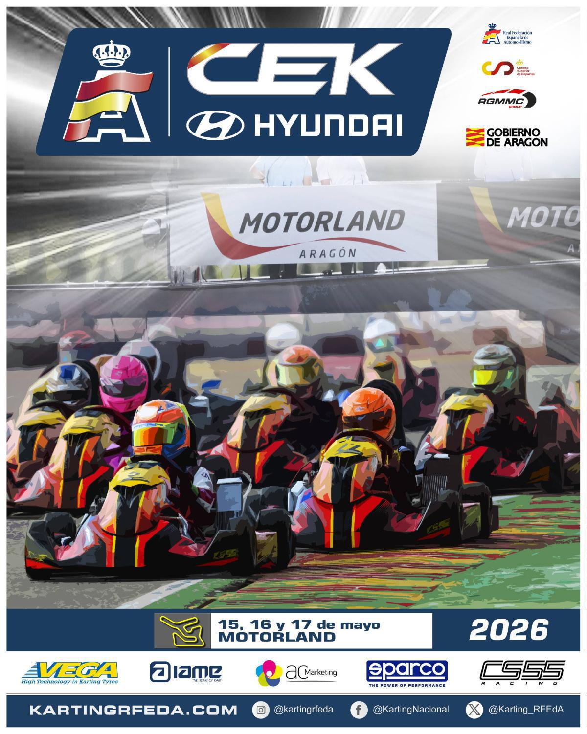 El Campeonato de España de Karting 2026 se cita en MotorLand Aragón