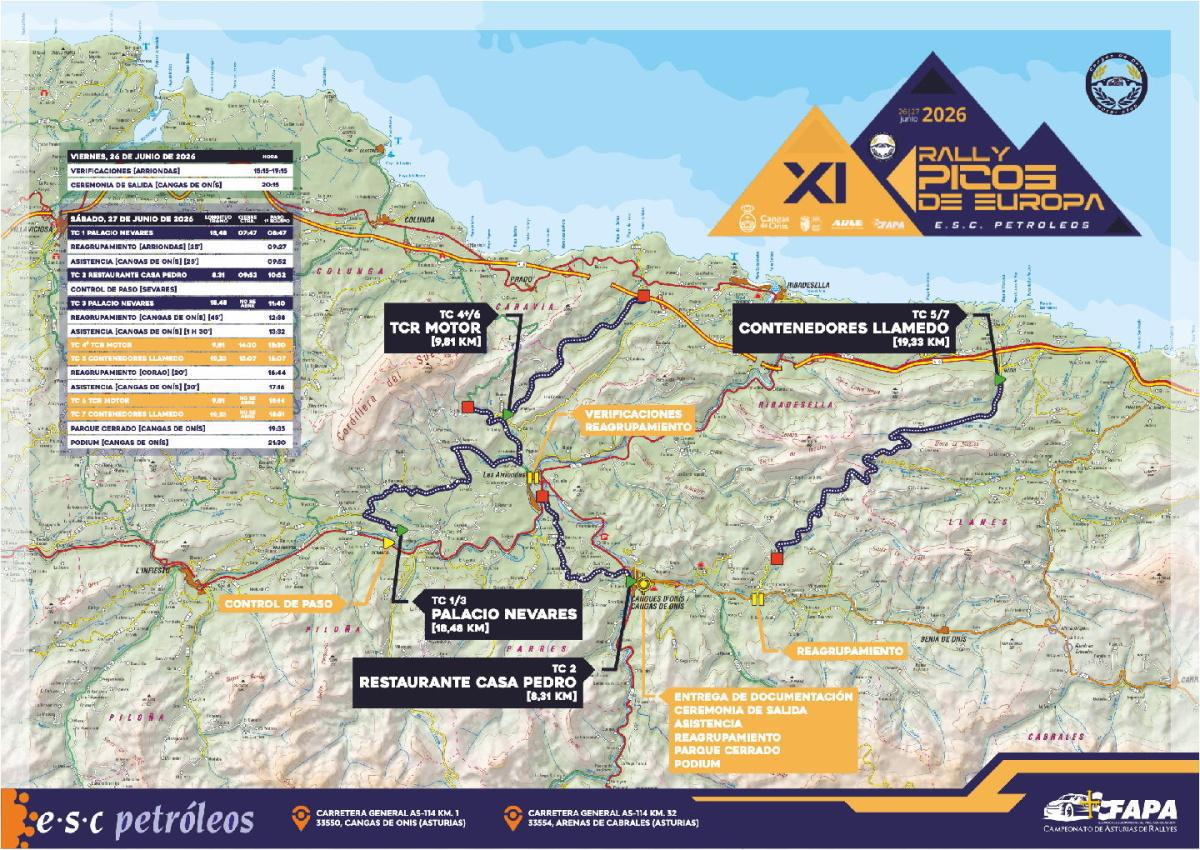 El 11º Rally Picos de Europa se celebra el 26 y 27 de junio con 7 tramos y 103,55 km cronometrados
