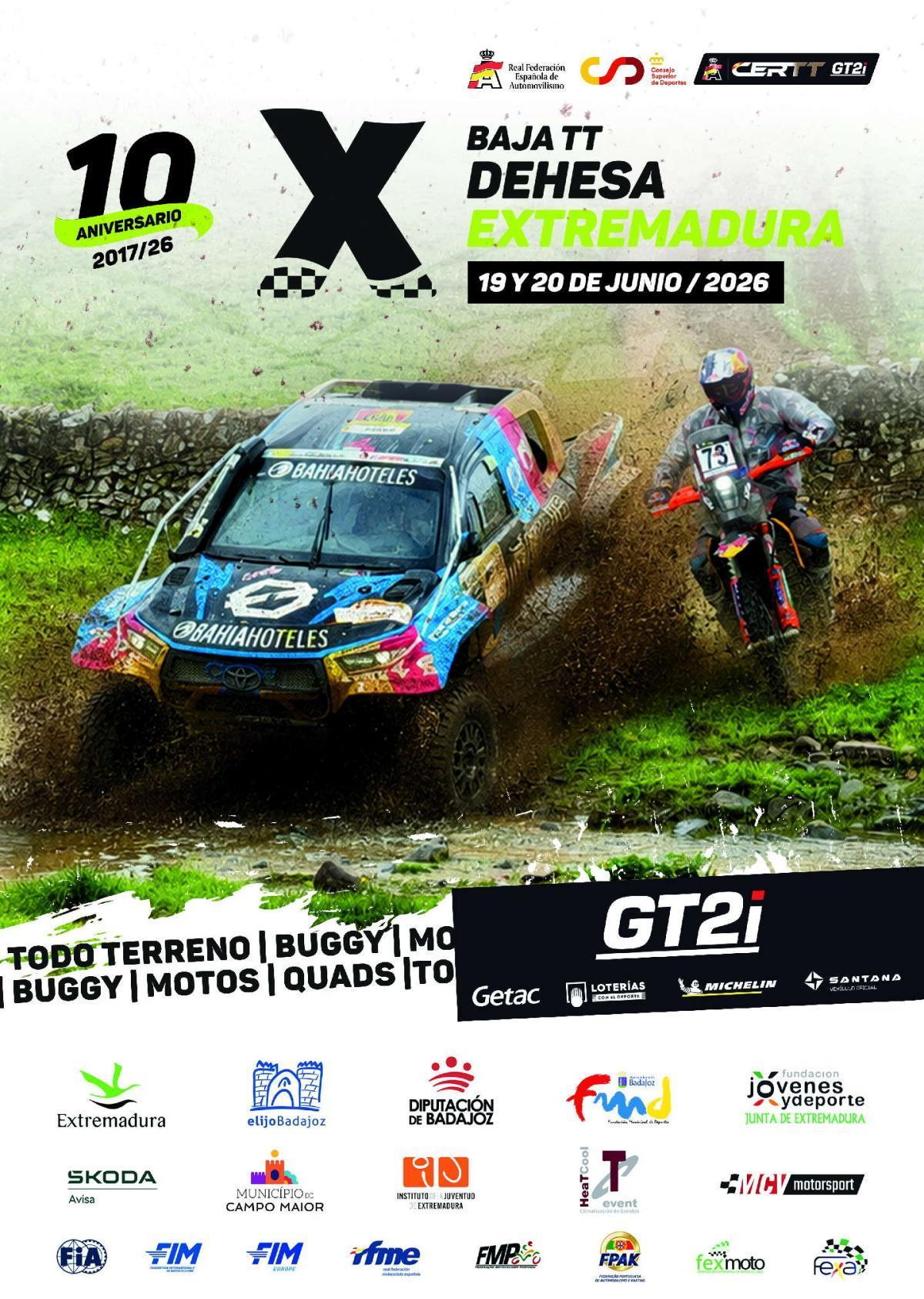 Publicado el reglamento de la Baja TT Dehesa Extremadura 2026 del CERTT GT2i