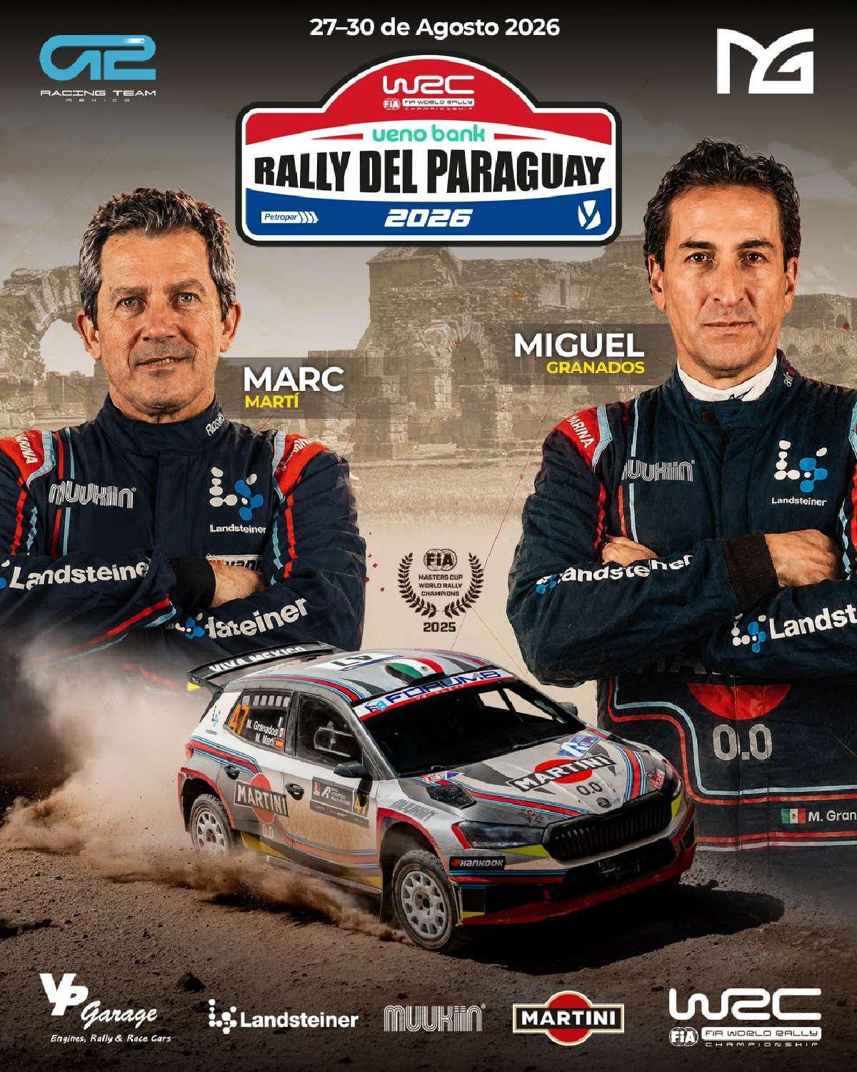 Miguel Granados y Marc Martí buscan la victoria en el WRC Rally de Paraguay 2026
