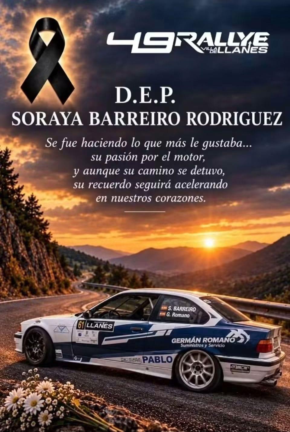 Fallece la copiloto Soraya Barreiro en el Rally Villa de Llanes 2026 Fallece la copiloto Soraya Barreiro en el Rally Villa de Llanes 2026