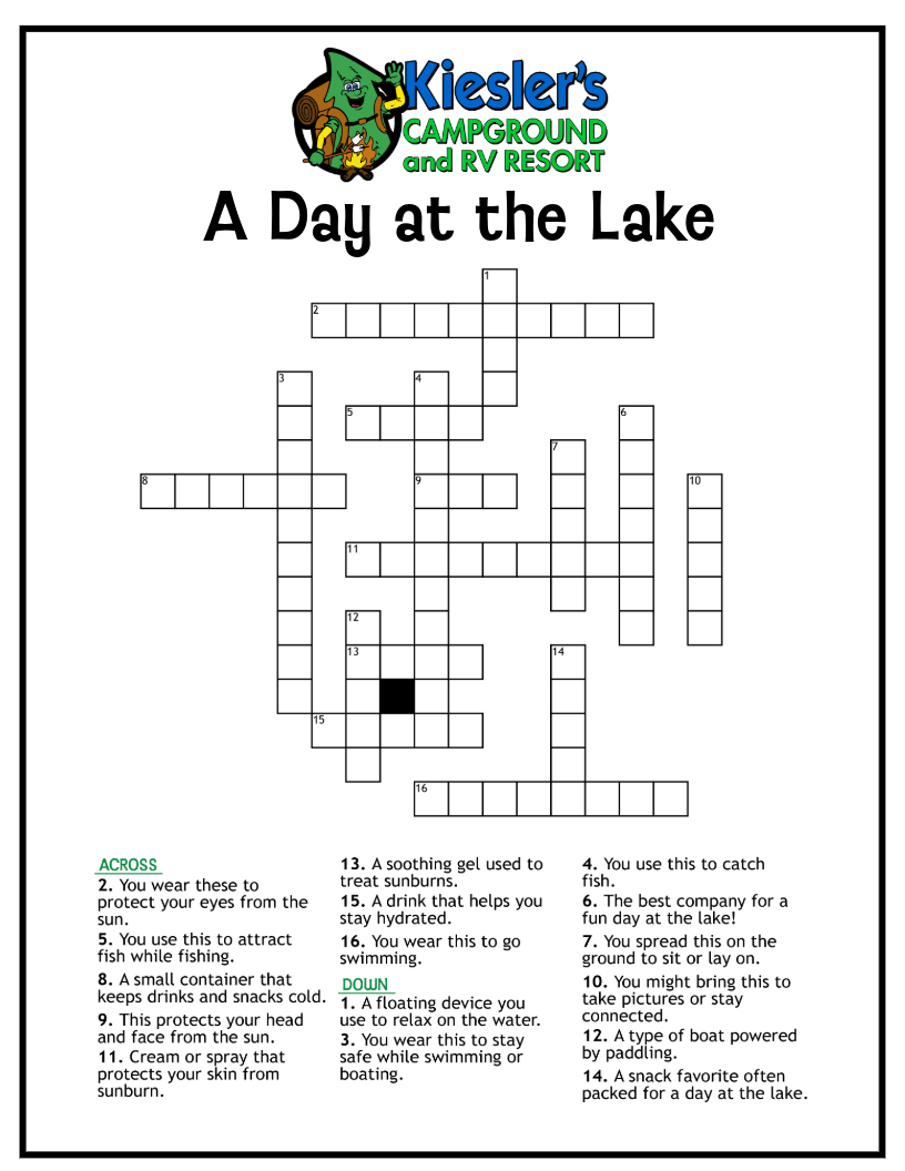 A Day at the Lake Crossword