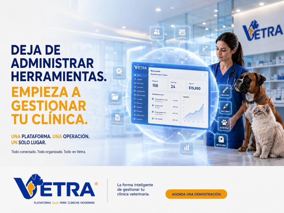 “Vetra no es una herramienta más. Es el centro de operación de tu clínica veterinaria.” “Vetra no es una herramienta más. Es el centro de operación de tu clínica veterinaria.”