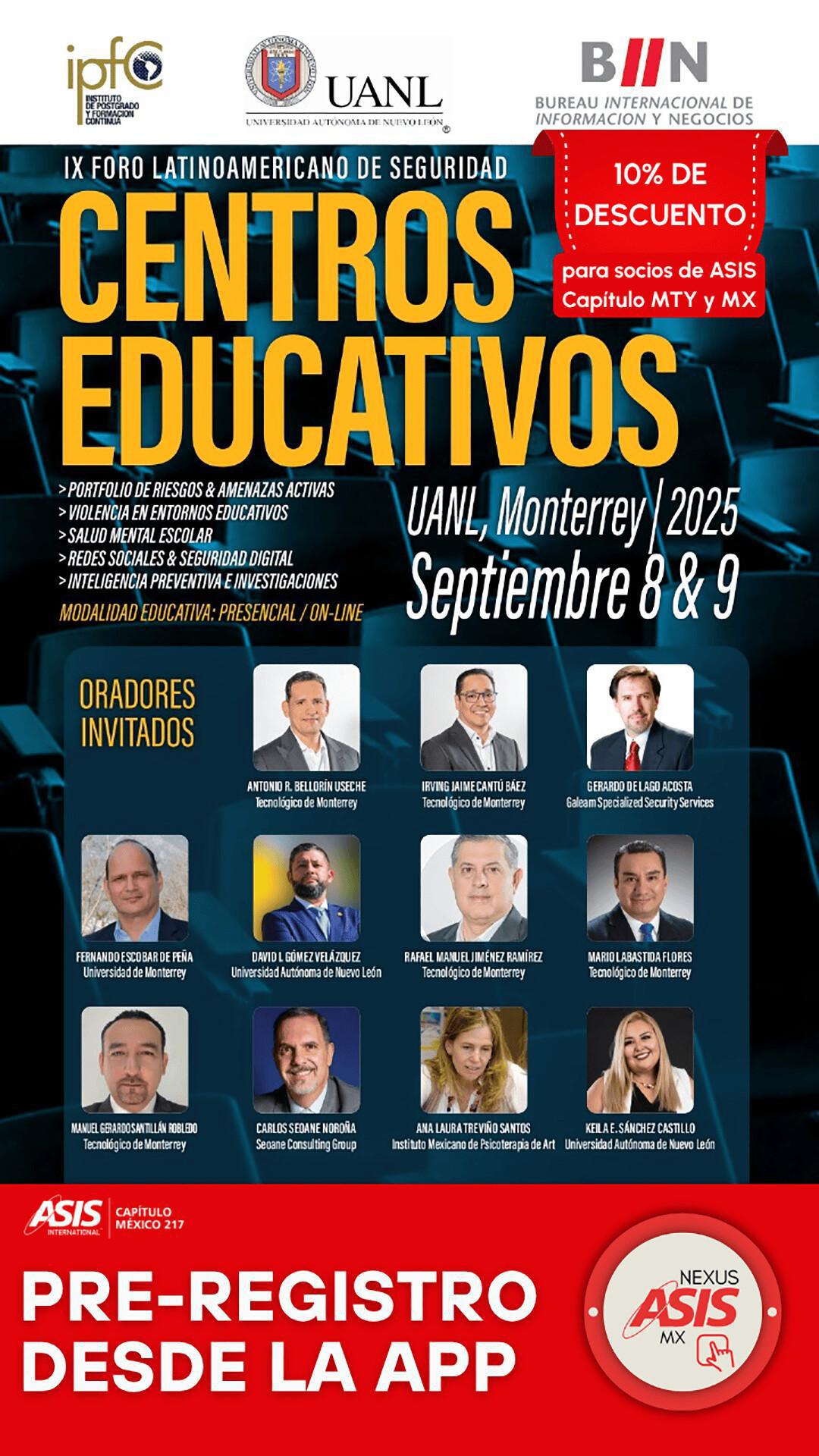 Pre Registro IX Foro Latinoamericano de Seguridad "Centros Educativos" 2025