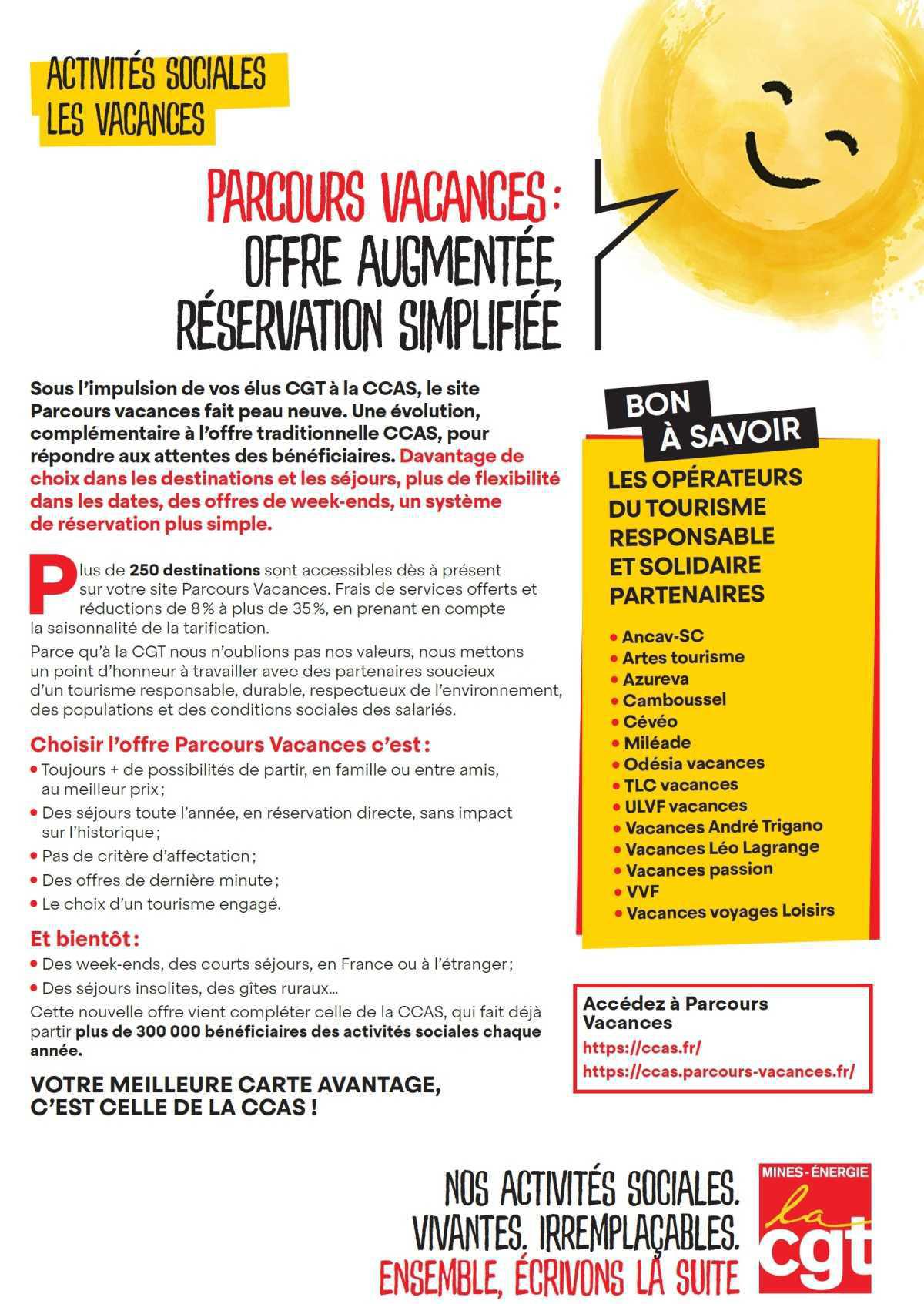 PARCOURS VACANCES CCAS CGT
