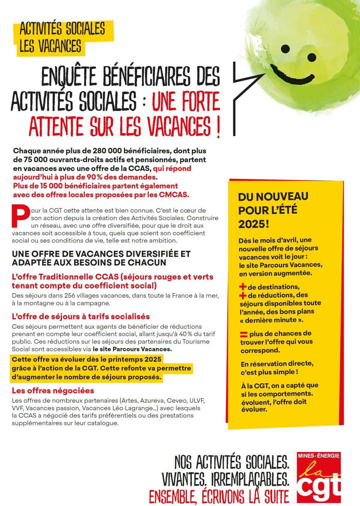ENQUÊTE UNE FORTE ATTENTE SUR LES VACANCES !!!