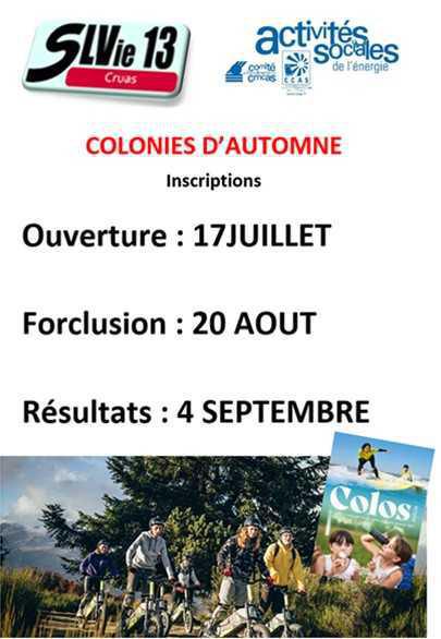 Les inscriptions aux Colos d'automne 2025 sont ouvertes ! Les inscriptions aux Colos d'automne 2025 sont ouvertes !