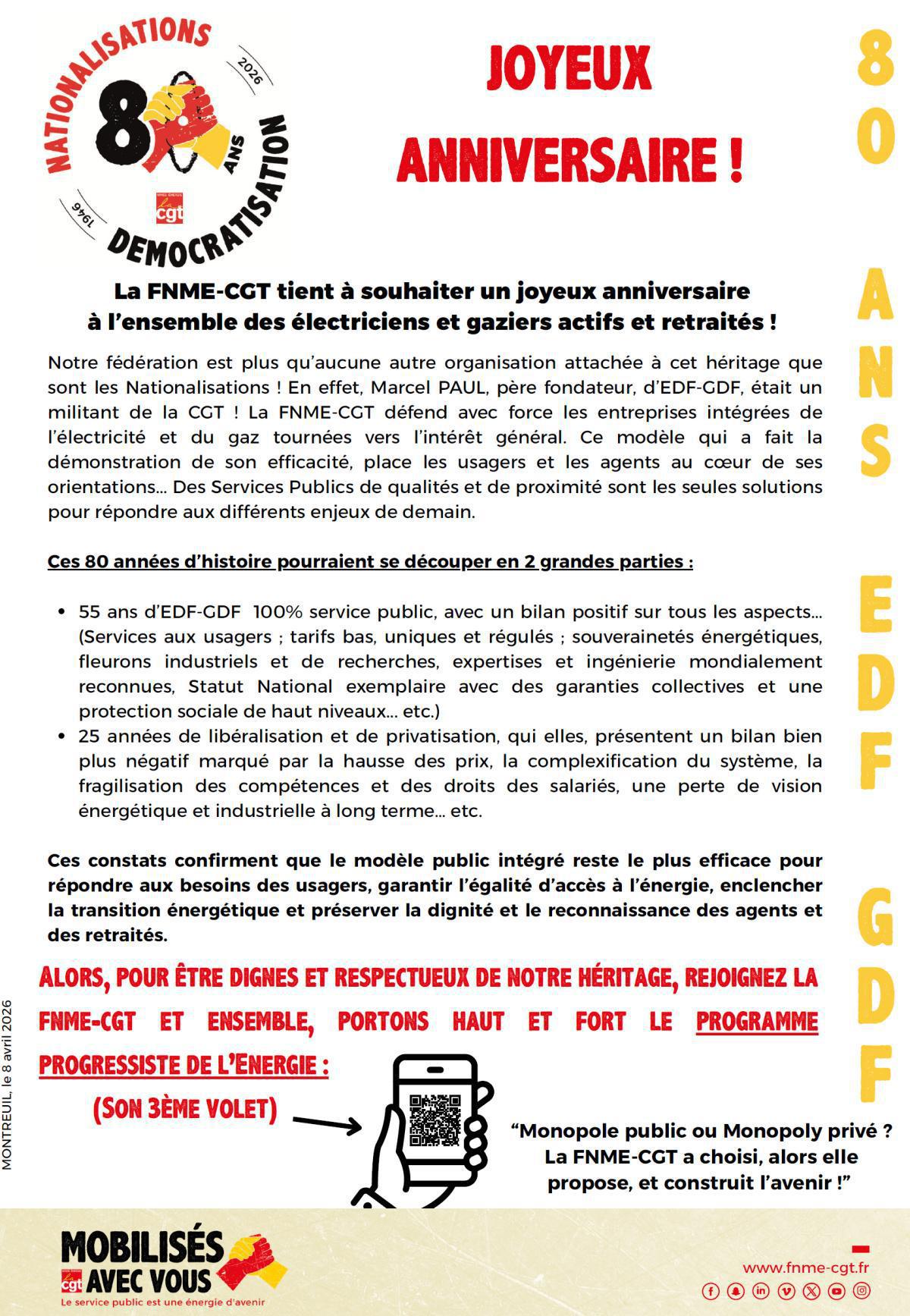 Joyeux anniversaire à tous.tes ! 🎂 Vive le service public de l'énergie !