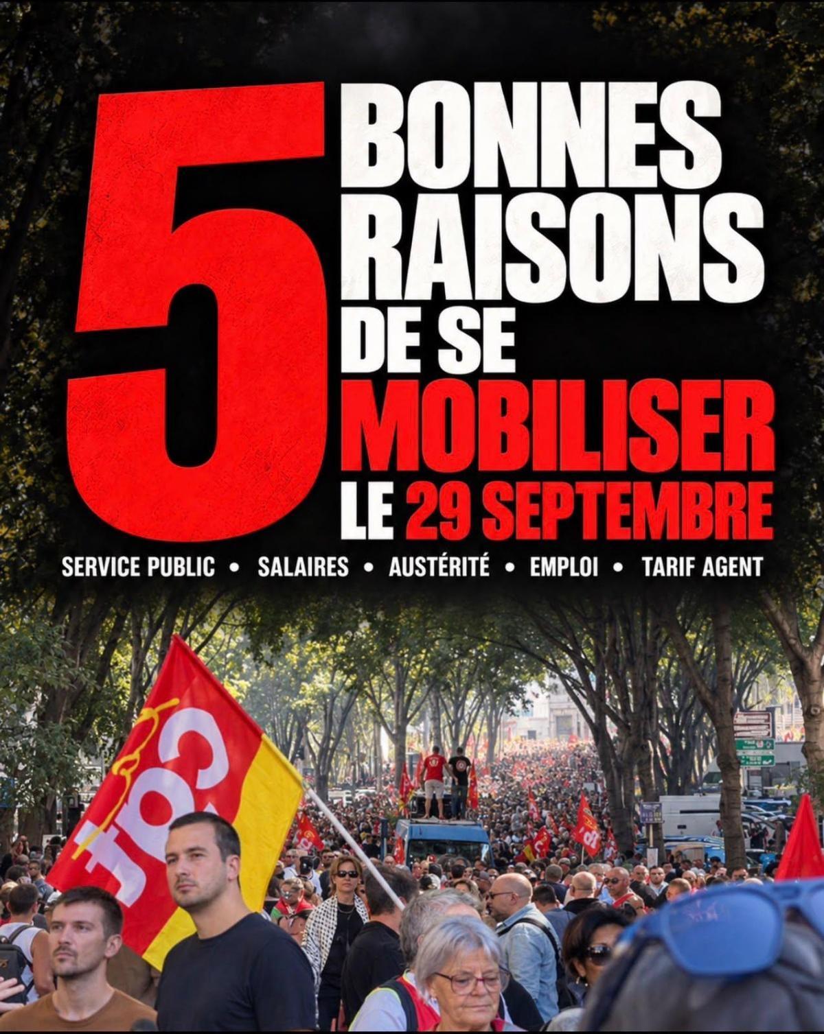 5 bonnes raisons de se mobiliser demain 29/09 !!! ✊🔻