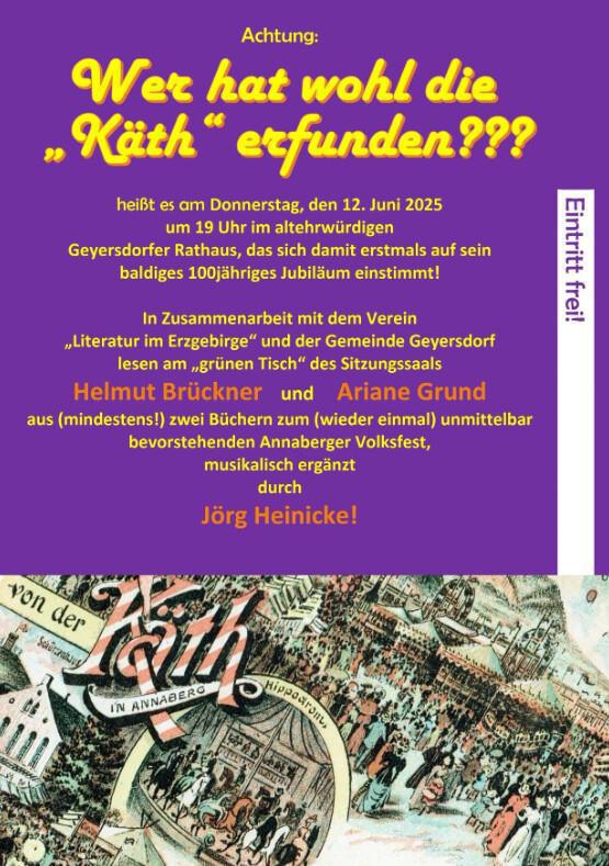 Wer hat wohl die „Käth“ erfunden??? - Literarisch-musikalischer Abend im Geyersdorfer Rathaus am 12. Juni