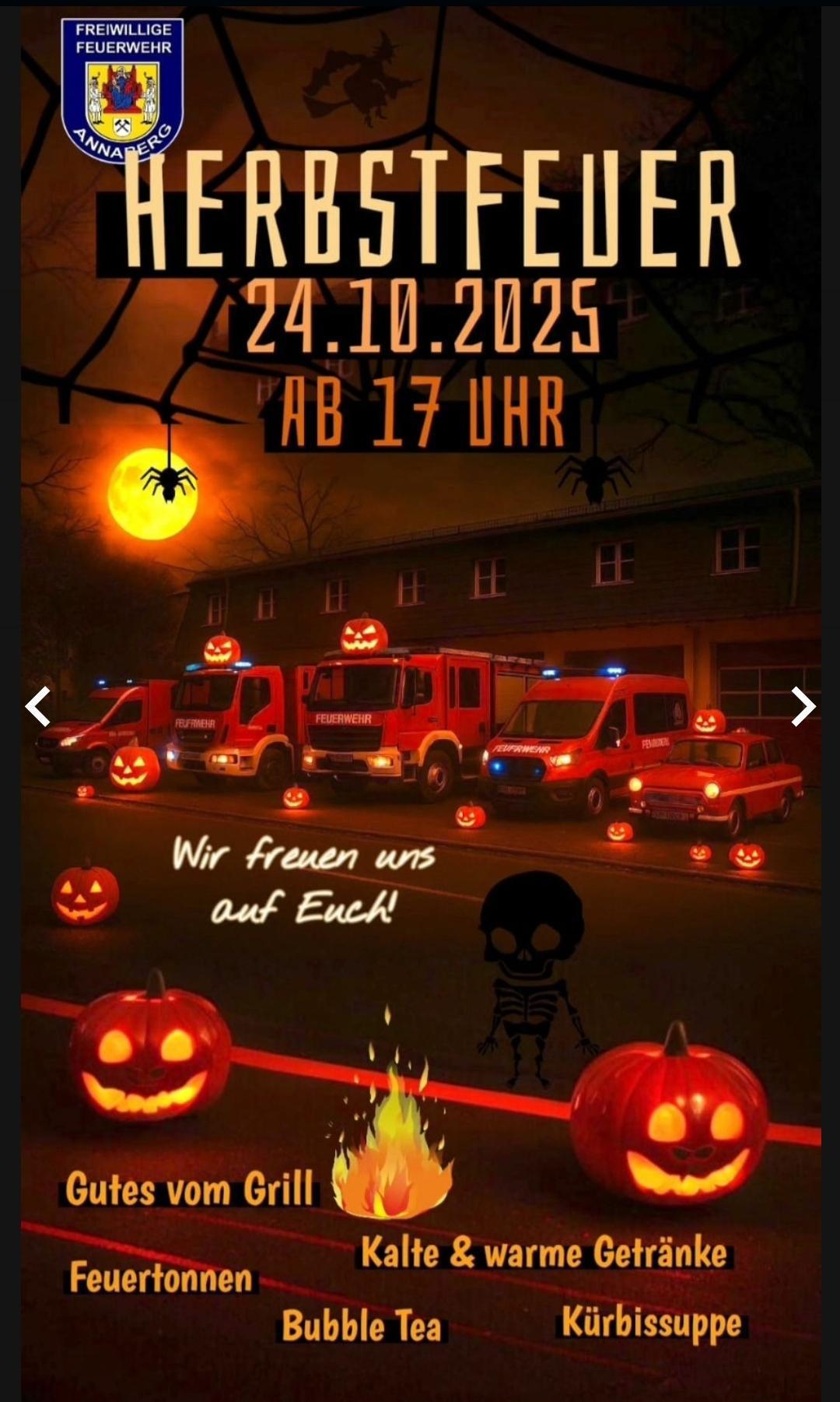 Das Herbstfeuer bei der Feuerwehr Annaberg sowie die Kleinrückerswalder Kirmes laden zum Herbstgenuss am Wochenende ein 