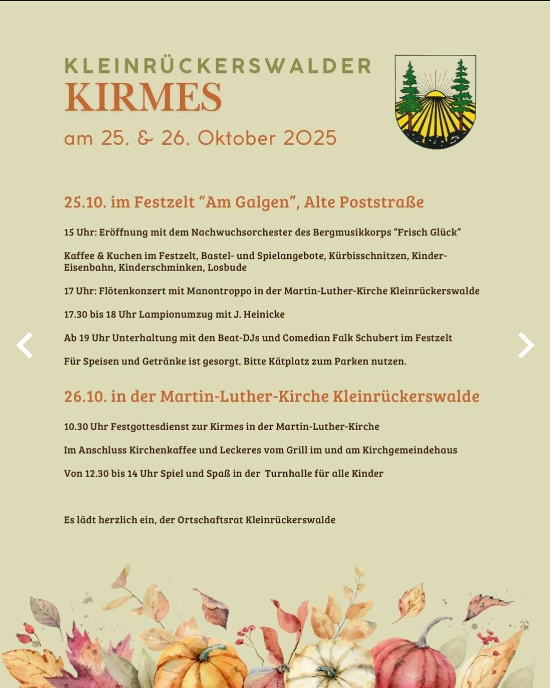 Das Herbstfeuer bei der Feuerwehr Annaberg sowie die Kleinrückerswalder Kirmes laden zum Herbstgenuss am Wochenende ein Das Herbstfeuer bei der Feuerwehr Annaberg sowie die Kleinrückerswalder Kirmes laden zum Herbstgenuss am Wochenende ein