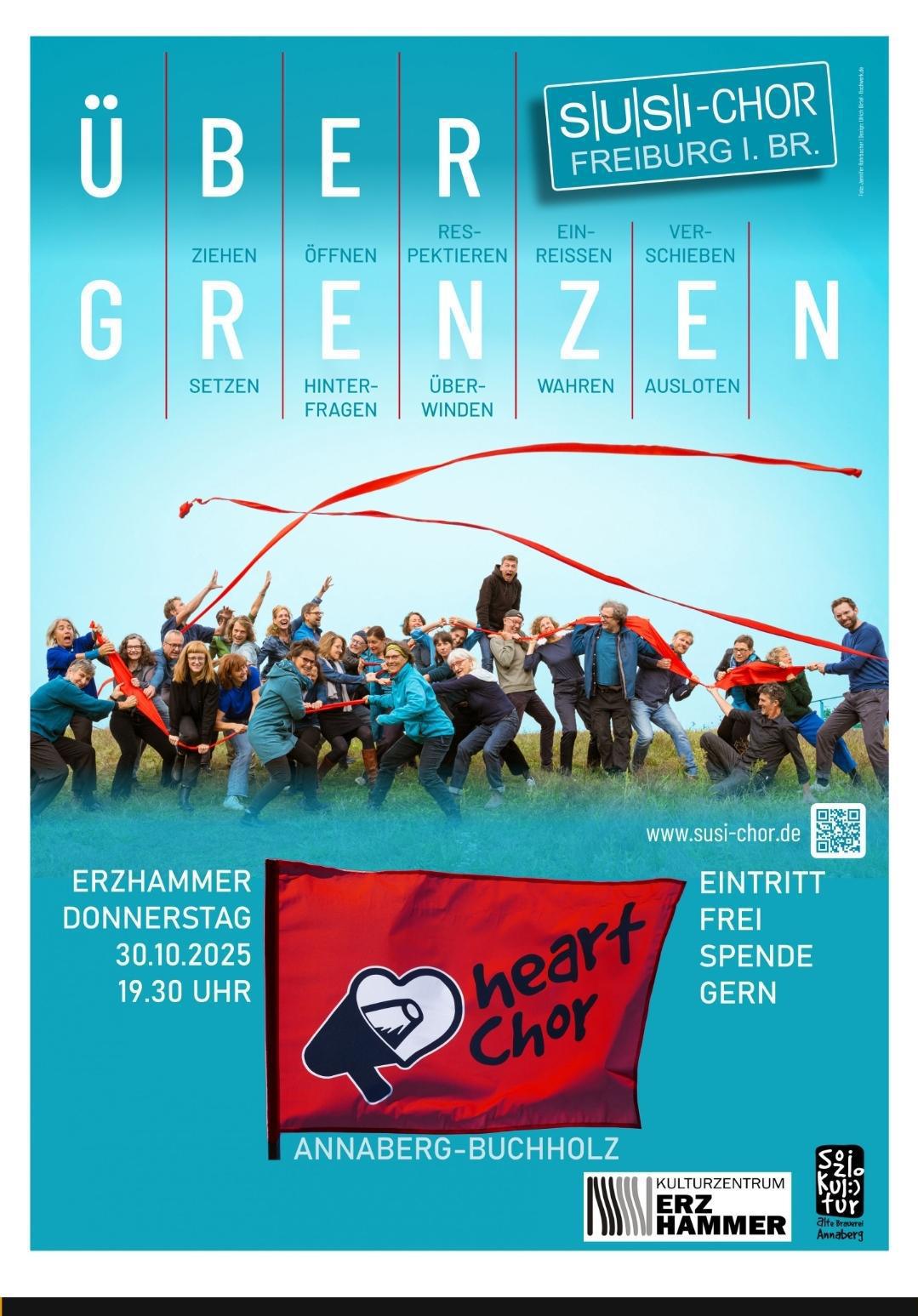 ÜBER GRENZEN – Ein Konzertabend mit SUSI-Chor und HEART Chor im Kulturzentrum Erzhammer am 30.10. ÜBER GRENZEN – Ein Konzertabend mit SUSI-Chor und HEART Chor im Kulturzentrum Erzhammer am 30.10.