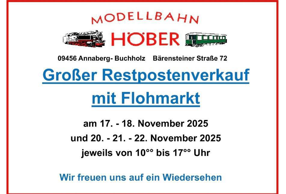 Großer Restpostenverkauf bei Modellbahn Höber